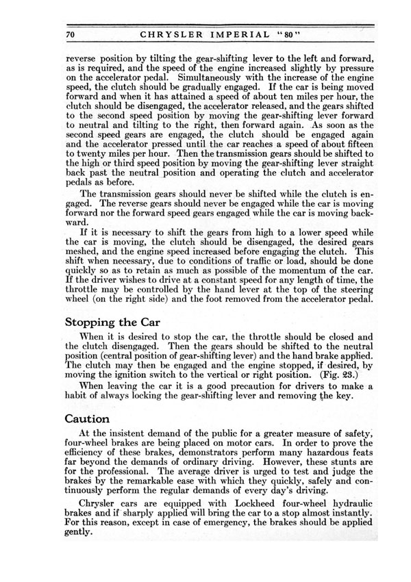 1926 Chrysler Imperial 80 Operators Manual Page 71